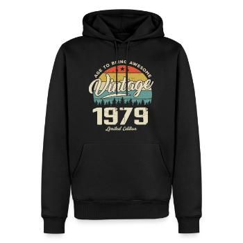 Vintage 1979 Cadeau Anniversaire Style Rétro 1979 - Sweat à capuche Premium bio Homme - noir - Devant - Nico (187cm)