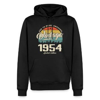 Vintage 1954 Cadeau Anniversaire Style Rétro 1954 - Sweat à capuche Premium bio Homme - noir - Devant - Nico (187cm)