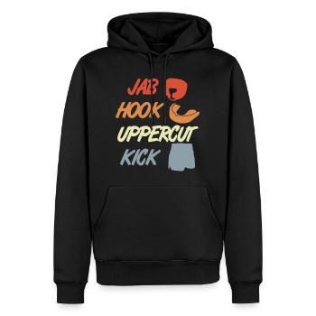 Jab Hook Uppercut Kick - Männer Premium Bio Hoodie - Schwarz - Vorne - Nico (187cm)