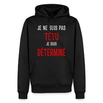Je ne suis pas têtu Humour Déterminé Caractère - Sweat à capuche Premium bio Homme - noir - Devant - Nico (187cm)