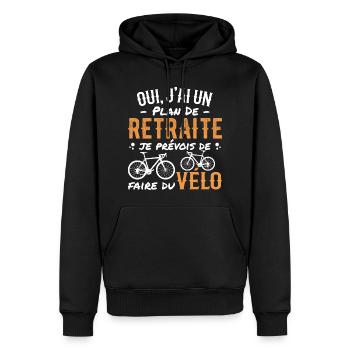 Plan De Retraite Cycliste Retraité Cyclisme Vélo - Sweat à capuche Premium bio Homme - noir - Devant - Nico (187cm)