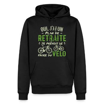Plan De Retraite Cycliste Retraité Cyclisme Vélo - Sweat à capuche Premium bio Homme - noir - Devant - Nico (187cm)
