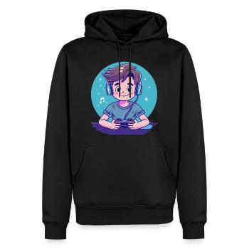 Garçon de jeu - Sweat à capuche Premium bio Homme - noir - Devant - Nico (187cm)