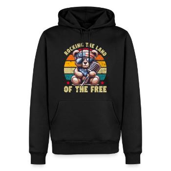 Ours mignon États-Unis Amérique Musique Patriote Rétro - Sweat à capuche Premium bio Homme - noir - Devant - Nico (187cm)