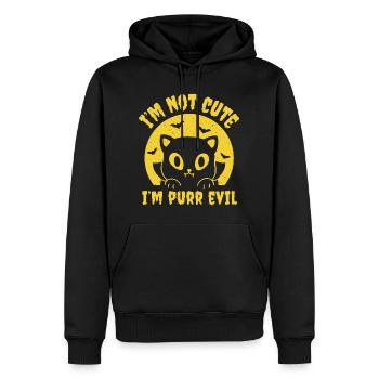 Je ronronne le mal - Sweat à capuche Premium bio Homme - noir - Devant - Nico (187cm)
