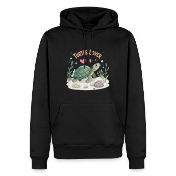 Tortue Amoureuse Illustration - Sweat à capuche Premium bio Homme - noir - Devant - Nico (187cm)