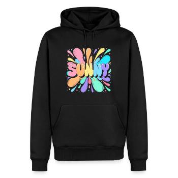 Sunny Splash Lettres Multicolores - Sweat à capuche Premium bio Homme - noir - Devant - Nico (187cm)