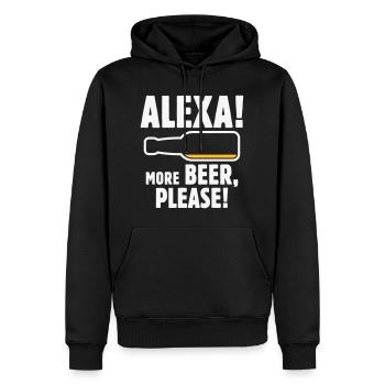 Alexa! Mehr Bier, bitte! (Lustiger Trinker / NEG 2C) - Männer Premium Bio Hoodie - Schwarz - Vorne - Nico (187cm)
