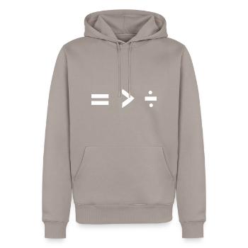Equality over Division: Social Justice - Men’s Premium Organic Hoodie - taupe - Front - Nico (187cm)