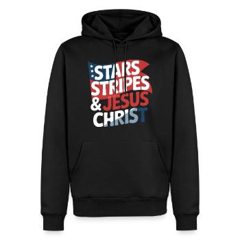 Amerikanischer Gläubiger Christ July 4th Jesus - Männer Premium Bio Hoodie - Schwarz - Vorne - Nico (187cm)