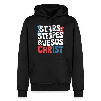 Amerikanischer Gläubiger Christ July 4th Jesus - Männer Premium Bio Hoodie - Schwarz - Vorne - Nico (187cm)