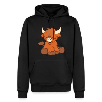 Bovins écossais des Highlands - petit veau doux - Sweat à capuche Premium bio Homme - noir - Devant - Nico (187cm)