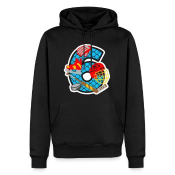 Hockey sur glace 6e anniversaire Numéro 6 - 6 ans - Sweat à capuche Premium bio Homme - noir - Devant - Nico (187cm)