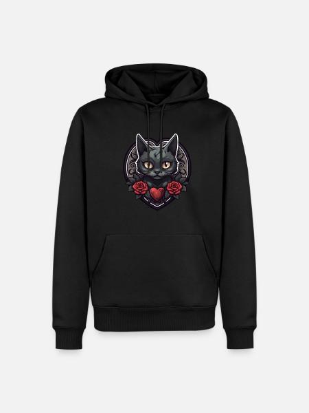 gothic cat - Männer Premium Bio Hoodie - Schwarz