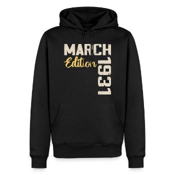 Mars 1931 Cadeau Anniversaire Mars 1931 - Sweat à capuche Premium bio Homme - noir - Devant - Nico (187cm)