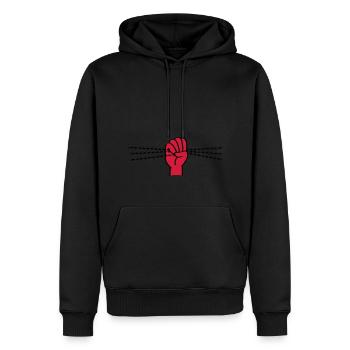 Protestsymbol mit Stacheldraht. Geballte Faust. - Männer Premium Bio Hoodie - Schwarz - Vorne - Nico (187cm)