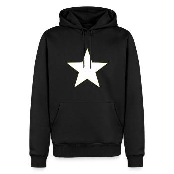 Stern weiß gelb, white yellow star - Männer Premium Bio Hoodie - Schwarz - Vorne - Nico (187cm)