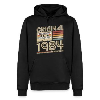 1984 Naissance vintage rétro anniversaire - Sweat à capuche Premium bio Homme - noir - Devant - Nico (187cm)