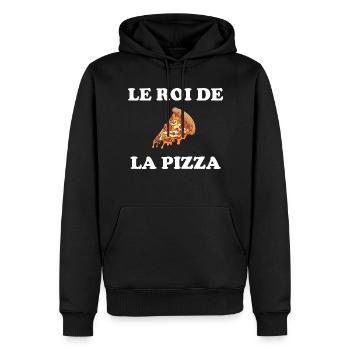 Le roi de la pizza - Sweat à capuche Premium bio Homme - noir - Devant - Nico (187cm)
