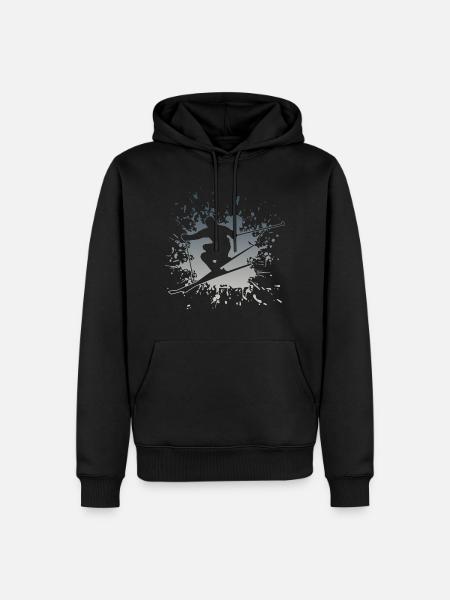 Skiing Splash Spruch Ski - Männer Premium Bio Hoodie - Schwarz