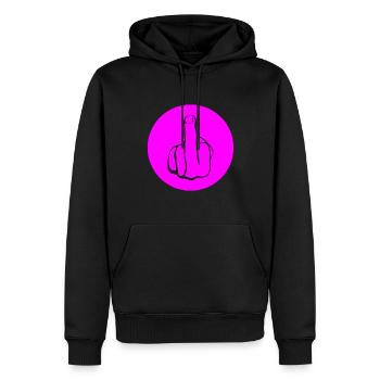 Fuck off, fuck you, Middlefinger, Mittelfinger - Männer Premium Bio Hoodie - Schwarz - Vorne - Nico (187cm)