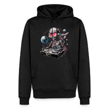 Techno DJ Rave Dancefloor Alien - Männer Premium Bio Hoodie - Schwarz - Vorne - Nico (187cm)
