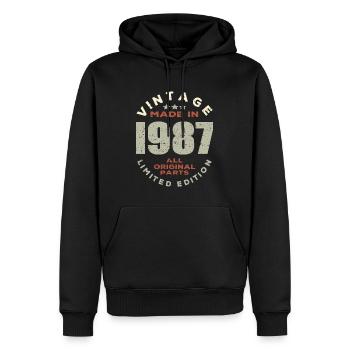 Vintage Retro Jahrgang 1987 Original - Männer Premium Bio Hoodie - Schwarz - Vorne - Nico (187cm)