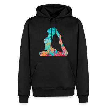 Yoga et Pilates dans PopArt - Sweat à capuche Premium bio Homme - noir - Devant - Nico (187cm)