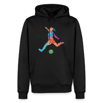 Fußballerin Bunt Fußball Mädchen Fußballspieler - Männer Premium Bio Hoodie - Schwarz - Vorne - Nico (187cm)