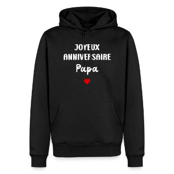 Joyeux Anniversaire papa - Sweat à capuche Premium bio Homme - noir - Devant - Nico (187cm)