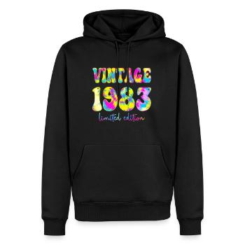 Vintage 1983 Limited Edition Batik, Geburtstag gif - Männer Premium Bio Hoodie - Schwarz - Vorne - Nico (187cm)