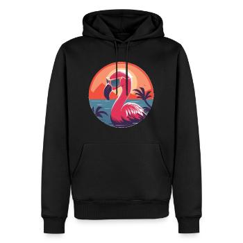 Flamingo mit Sonnenbrille, exotischer Vogel - Männer Premium Bio Hoodie - Schwarz - Vorne - Nico (187cm)