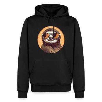 Sloth with sunglasses, sluggishness - Men’s Premium Organic Hoodie - black - Front - Nico (187cm)