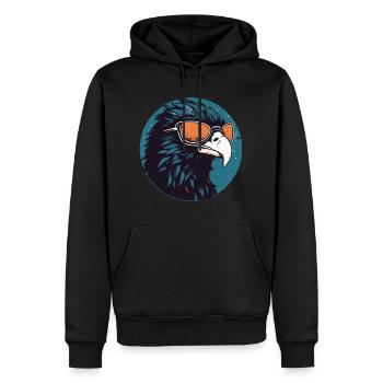 Aigle avec lunettes de soleil, faucon, oiseau - Sweat à capuche Premium bio Homme - noir - Devant - Nico (187cm)