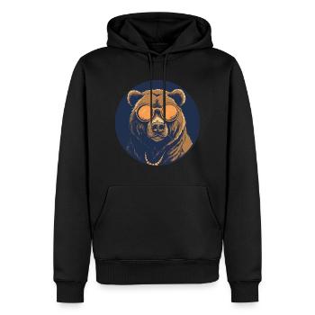 Bear with sunglasses, grizzly, teddy, cub - Men’s Premium Organic Hoodie - black - Front - Nico (187cm)