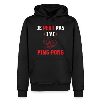 je peux pas j'ai ping pong - Sweat à capuche Premium bio Homme - noir - Devant - Nico (187cm)