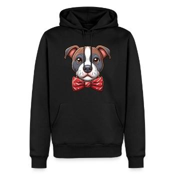Pitbull portant un nœud papillon - Sweat à capuche Premium bio Homme - noir - Devant - Nico (187cm)