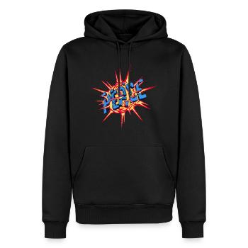 Friedensbombe - Männer Premium Bio Hoodie - Schwarz - Vorne - Nico (187cm)