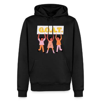 G.O.A.T. Greatest of All Time Design Motiv - Männer Premium Bio Hoodie - Schwarz - Vorne - Nico (187cm)