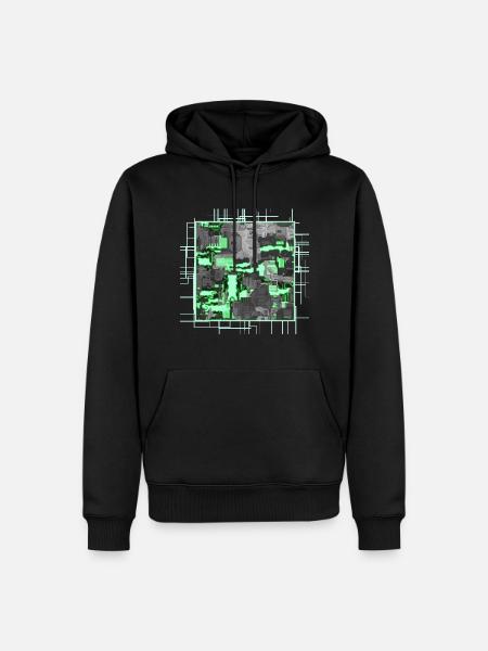 Green Stylized Motherboard - Men’s Premium Organic Hoodie - black