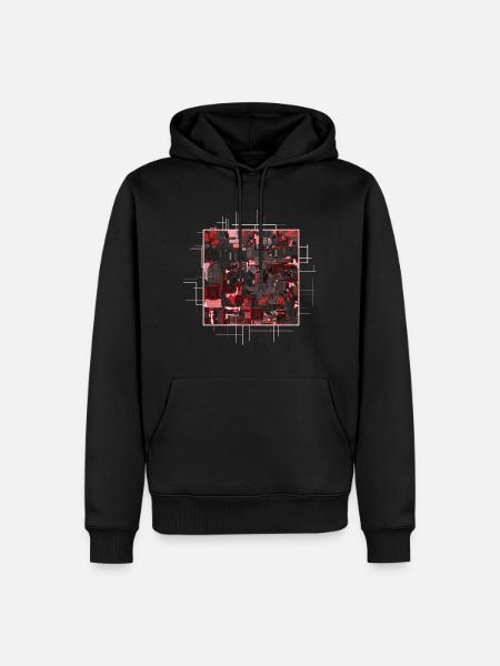 Red Stylized Motherboard - Men’s Premium Organic Hoodie - black