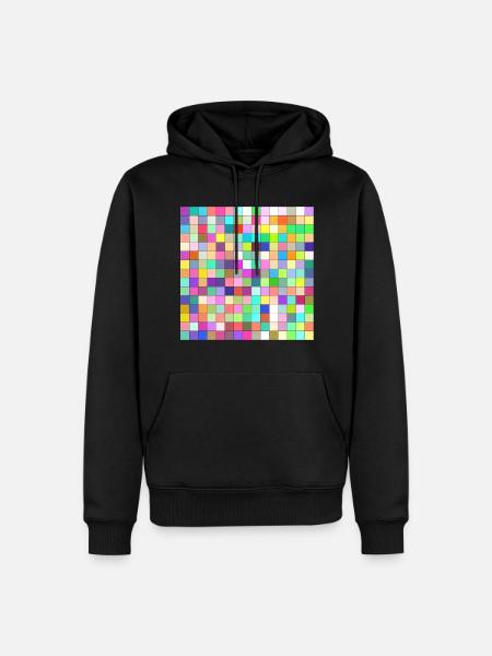 Bunte Quadrate Muster - Männer Premium Bio Hoodie - Schwarz
