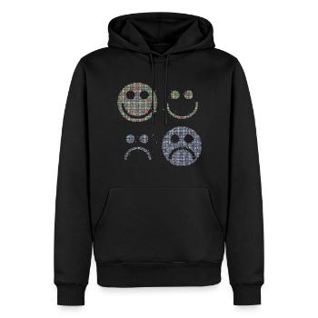 Glückliche und traurige stilisierte Gesichter - Männer Premium Bio Hoodie - Schwarz - Vorne - Nico (187cm)