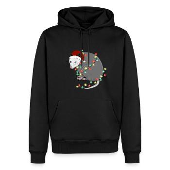 Lumières de Noël Rat Noël - Sweat à capuche Premium bio Homme - noir - Devant - Nico (187cm)