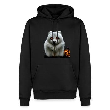 Halloween American Eskimo Dog - Männer Premium Bio Hoodie - Schwarz - Vorne - Nico (187cm)