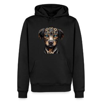 Chien léopard Catahoula - Sweat à capuche Premium bio Homme - noir - Devant - Nico (187cm)