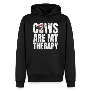 Cows Are My Therapy Kühe Bauer Landwirt - Männer Premium Bio Hoodie - Schwarz - Vorne - Nico (187cm)
