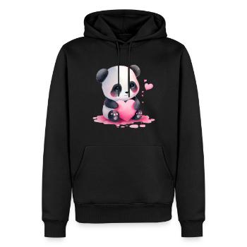 Panda Cadeau Saint-Valentin - Sweat à capuche Premium bio Homme - noir - Devant - Nico (187cm)
