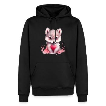 Wolf Cadeau de Saint-Valentin - Sweat à capuche Premium bio Homme - noir - Devant - Nico (187cm)
