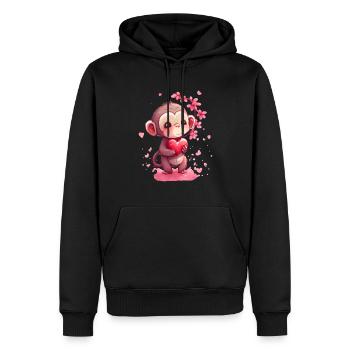 Affe Valentinstag Geschenk - Männer Premium Bio Hoodie - Schwarz - Vorne - Nico (187cm)